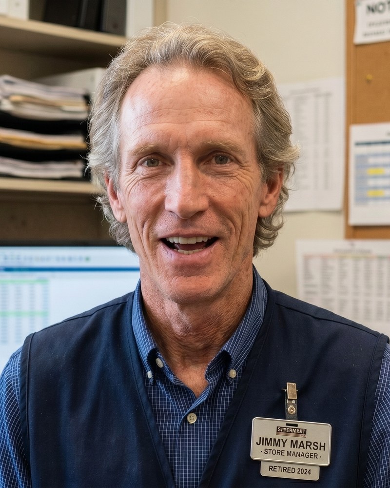 Jimmy Marsh, retired grocery store manager, in the store office